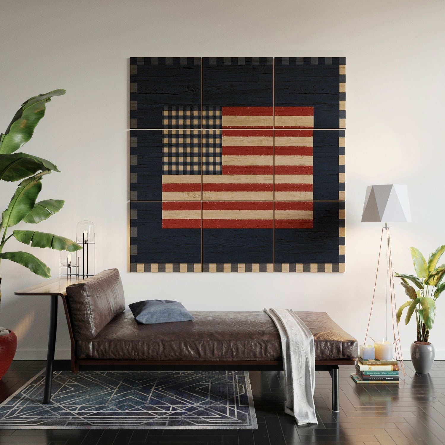 DENY Designs Gingham Flag Wood Wall Mural