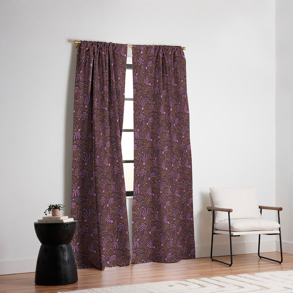 Little Om Pattern Shooting Stars plum Blackout Window Curtain