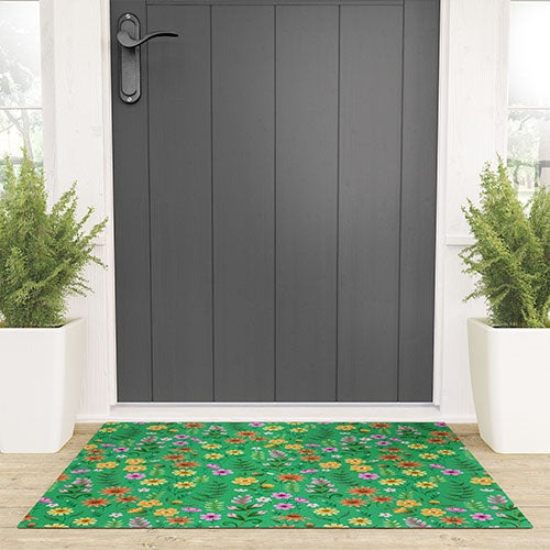 Pimlada Phuapradit Ditsy Spring Floral Green Welcome Mat