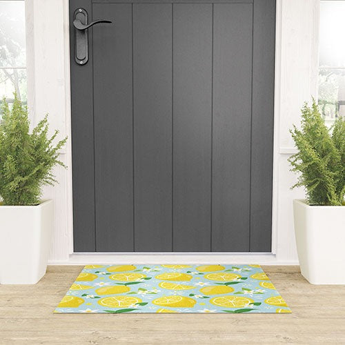Design by Spark Lemony Fresh Florals Welcome Mat