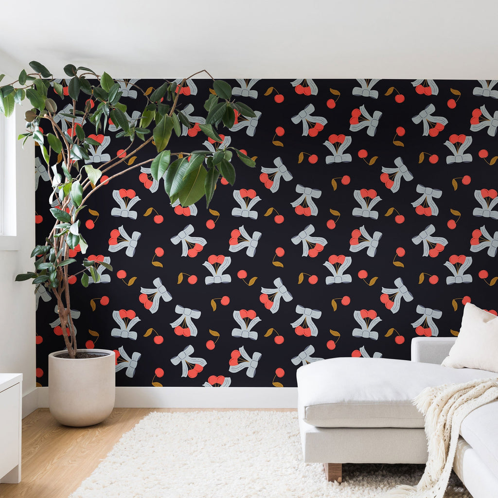 Jennifer Labre Cherries and Bows Wall Mural