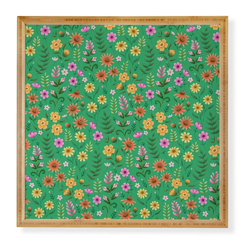 Pimlada Phuapradit Ditsy Spring Floral Green Framed Wall Art