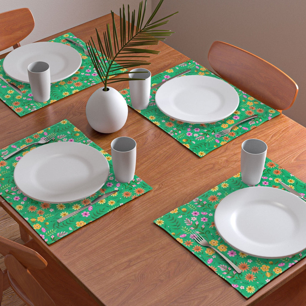 Pimlada Phuapradit Ditsy Spring Floral Green Placemat