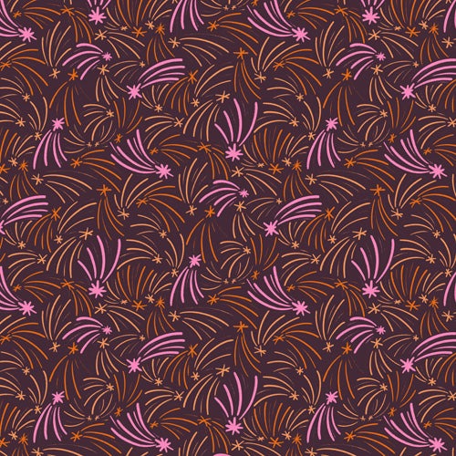 Little Om Pattern Shooting Stars plum Shower Curtain