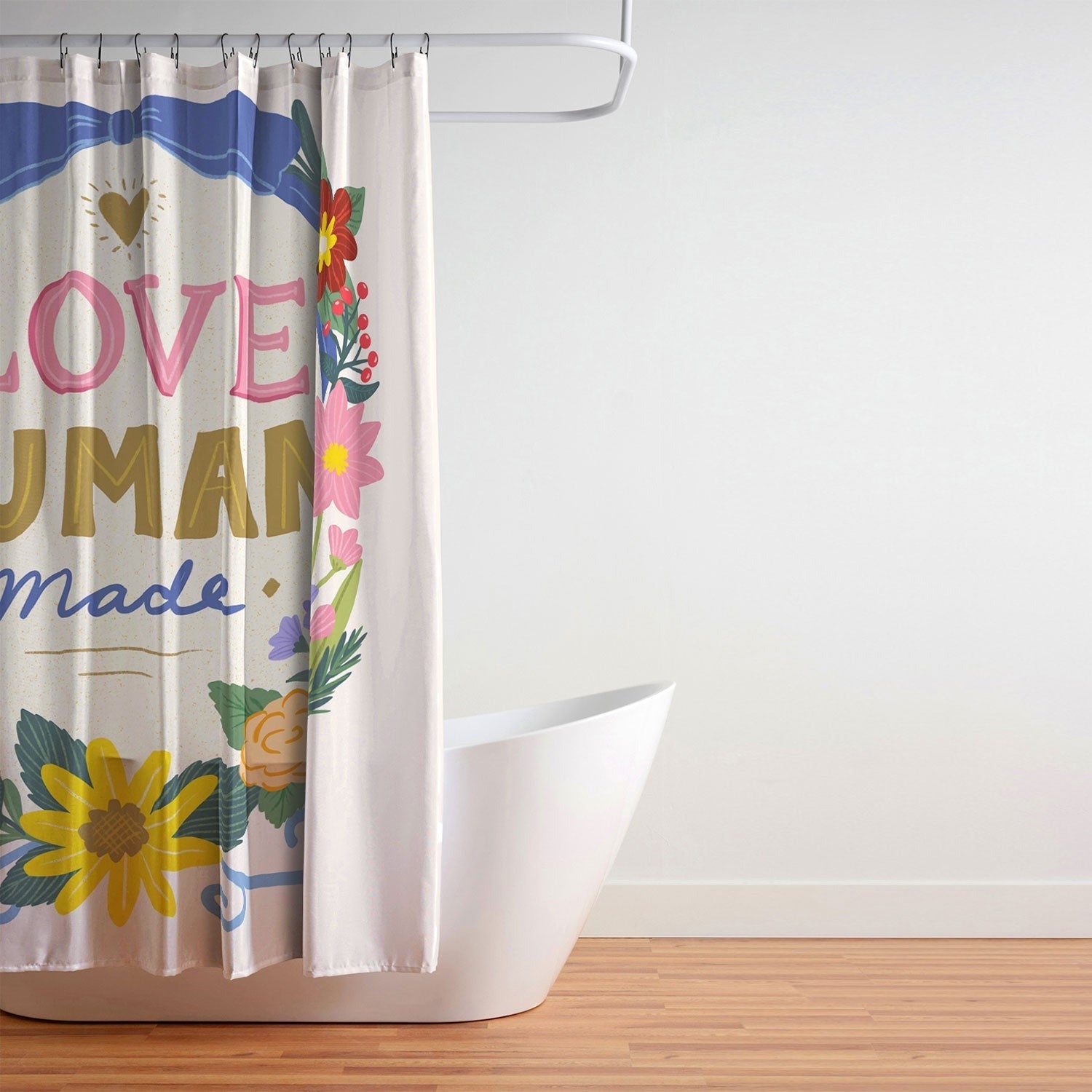 Design by Spark Love Human Made Floral Wreath Shower Curtain