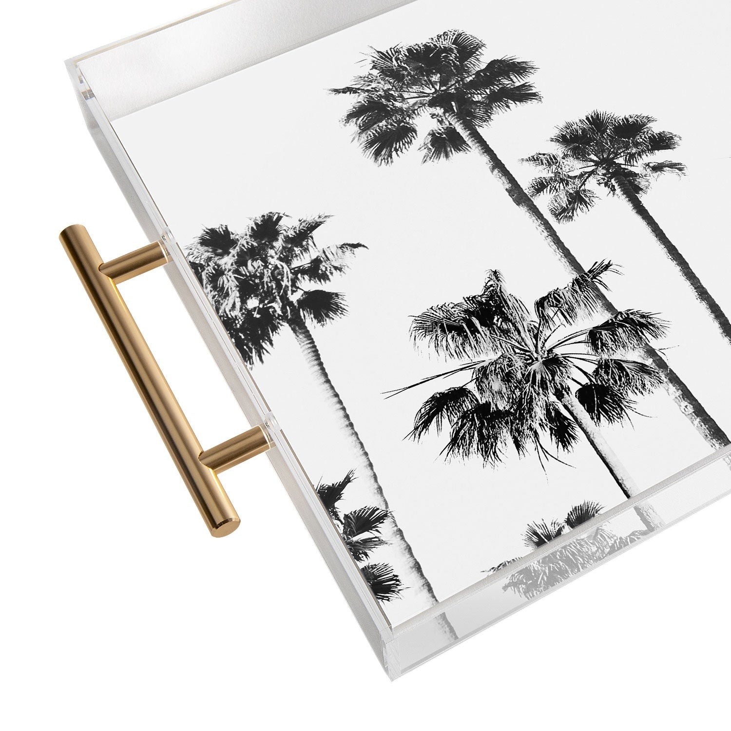 Gal Design Black And White Palms Acrylic Tray