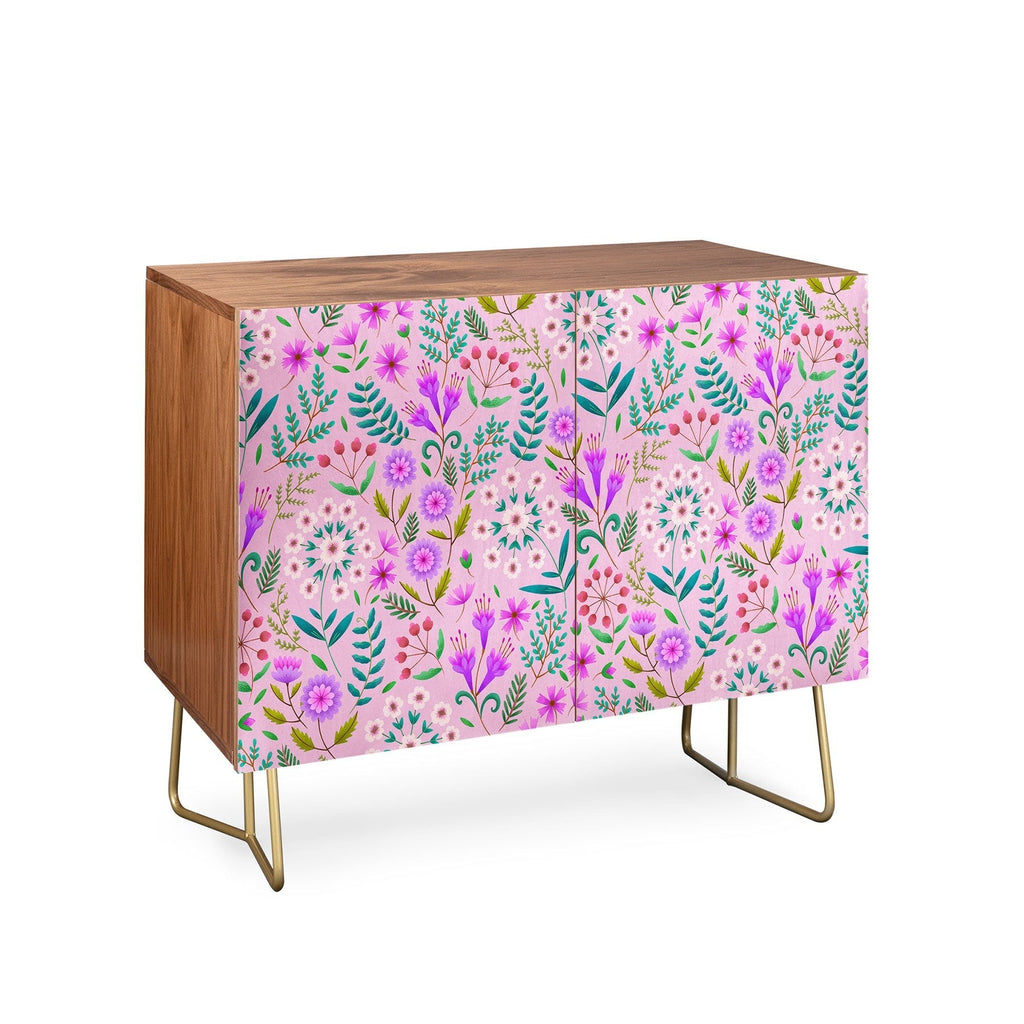 Pimlada Phuapradit Ditsy Purple Floral Half Drop Credenza
