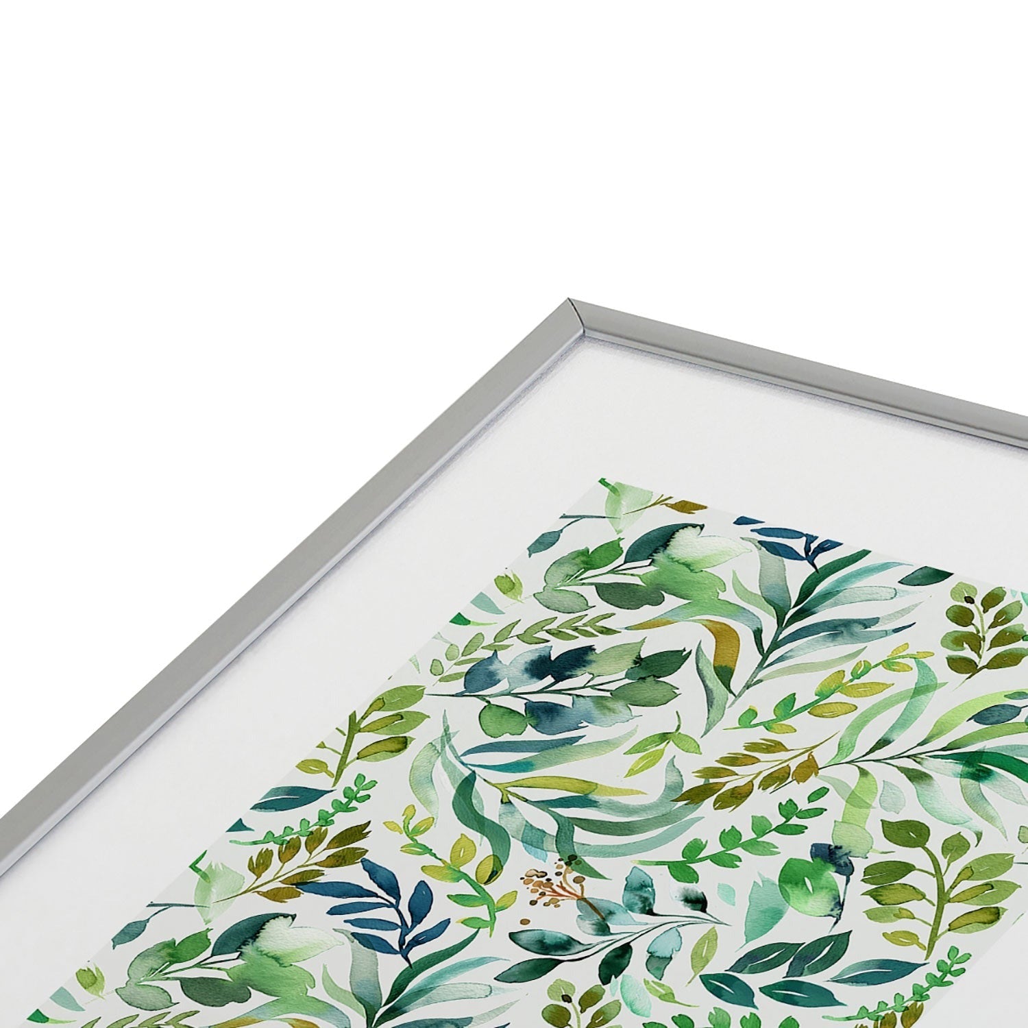 Ninola Design Botanic Retreat Loose Botanical Leaves Watercolor Green Metal Framed Art Print