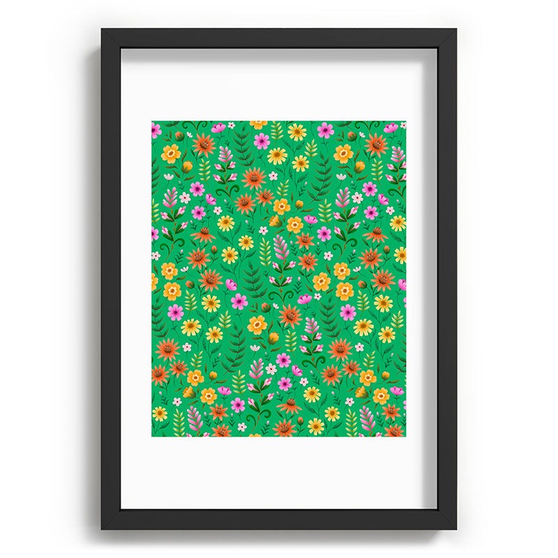 Pimlada Phuapradit Ditsy Spring Floral Green Recessed Framing Rectangle