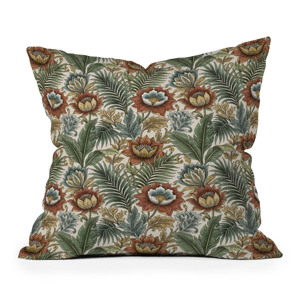 Marta Barragan Camarasa Retro Jungle Garden Outdoor Throw Pillow