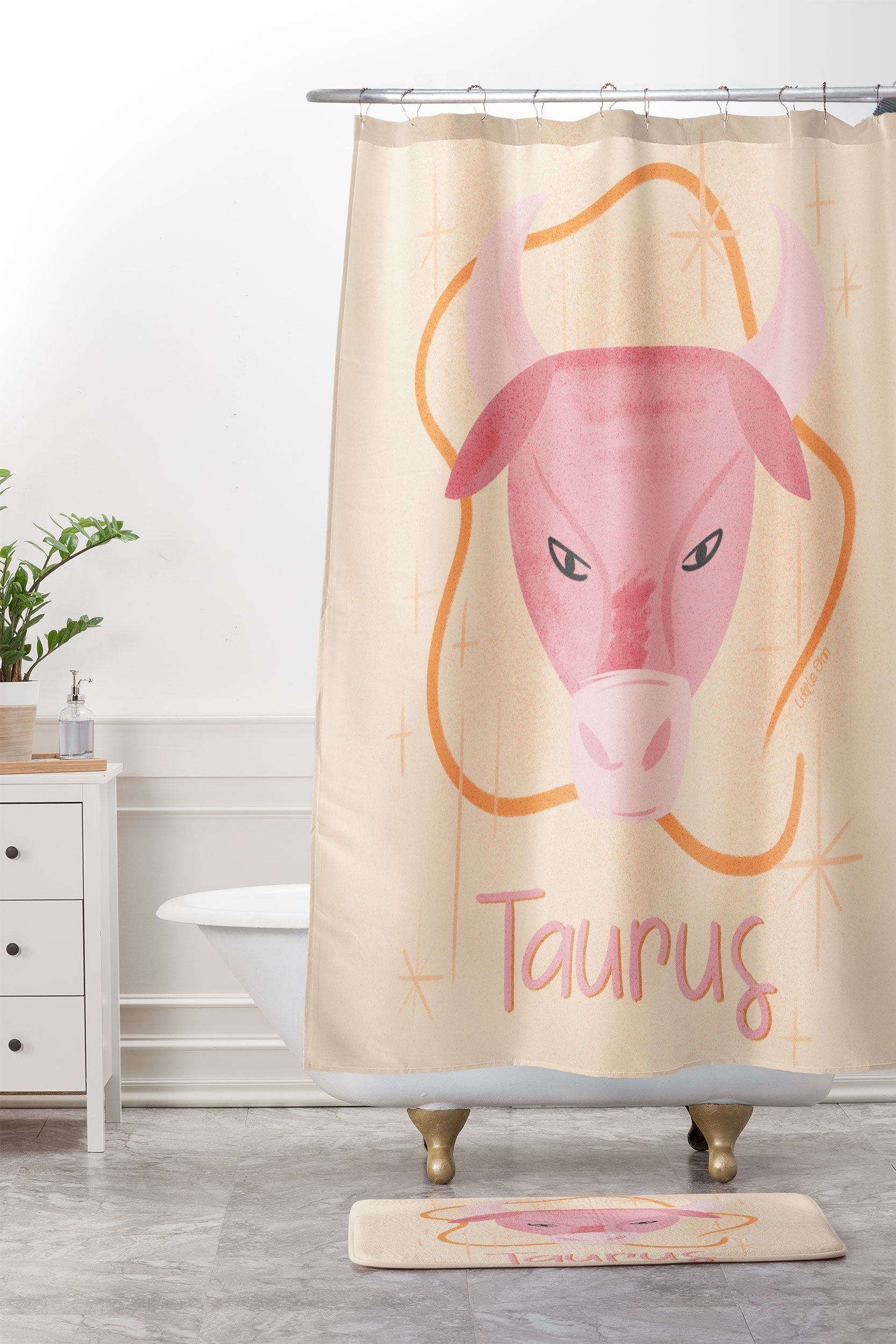 Little Om Zodiac Sign Taurus Memory Foam Bath Mat