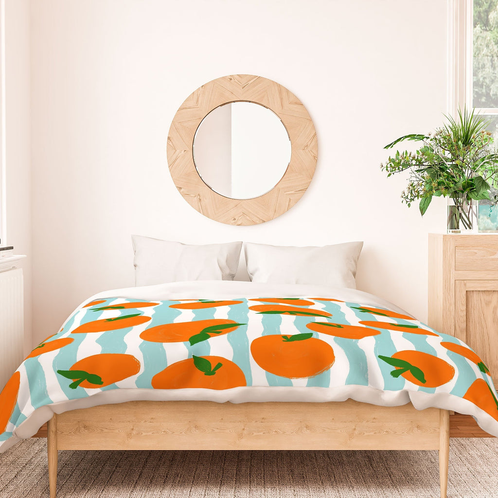 Design by Spark Zesty Oranges and Stripes Duvet Cover