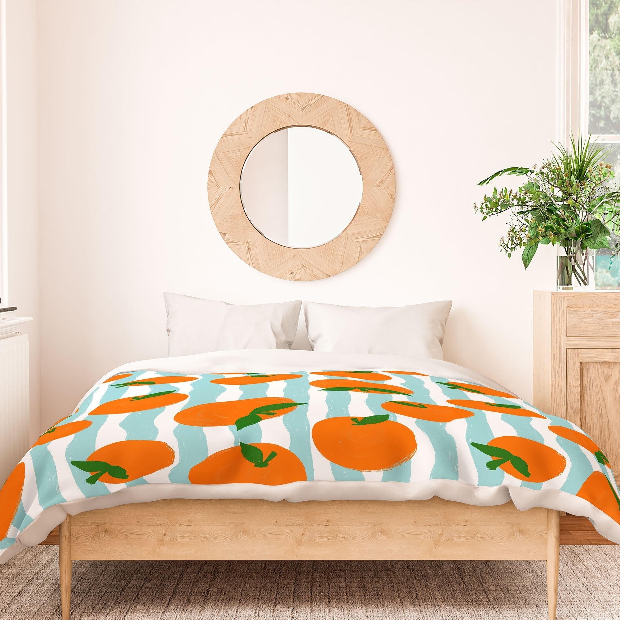 Design by Spark Zesty Oranges and Stripes Duvet Cover