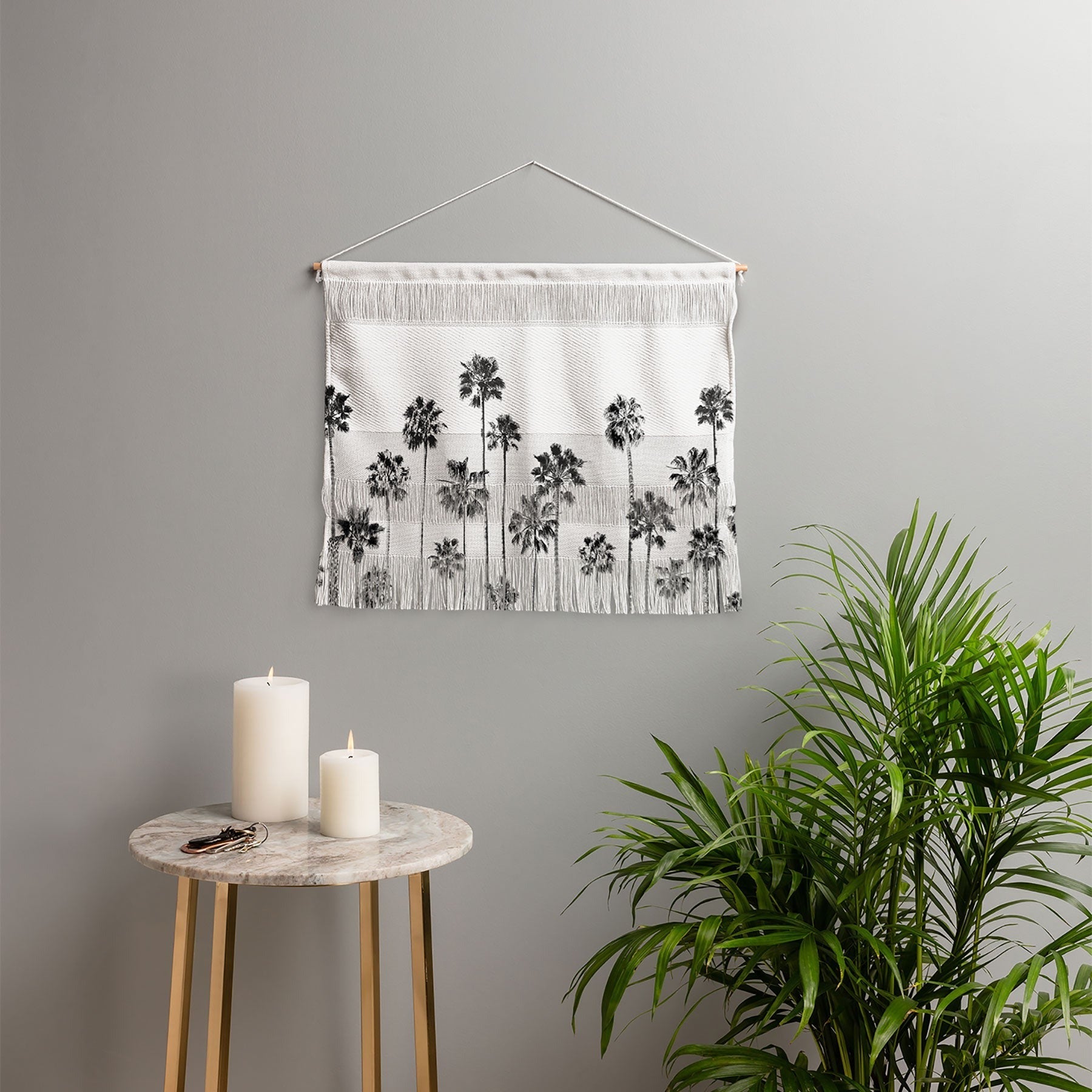 Gal Design Black And White Palms Wall Hanging Landscape