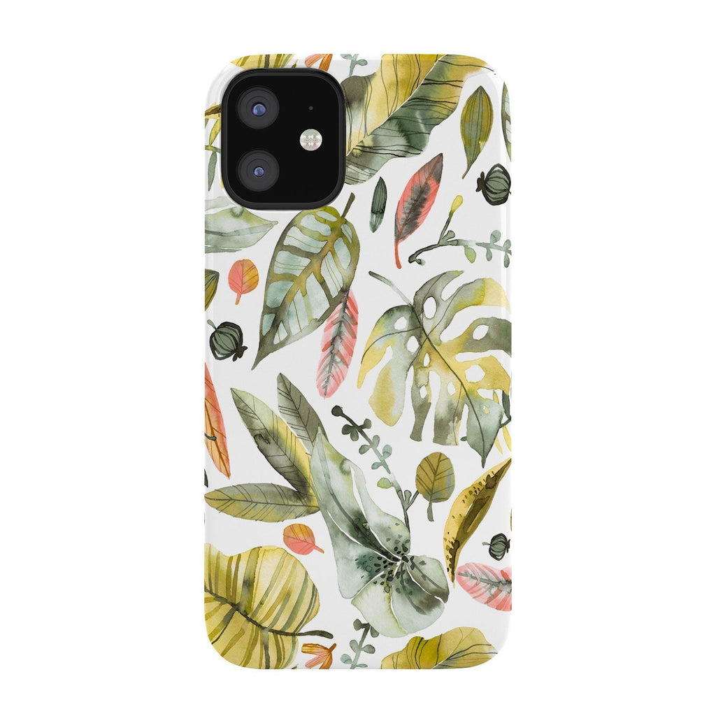 Ninola Design Botanic Retreat Tropical Jungle Leaves Botanical Green Orange Phone Case