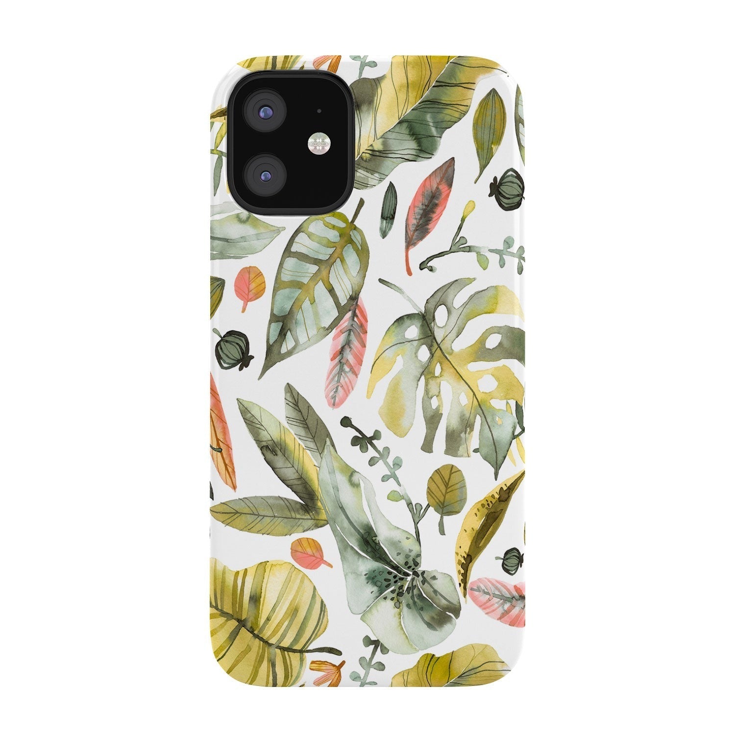 Ninola Design Botanic Retreat Tropical Jungle Leaves Botanical Green Orange Phone Case