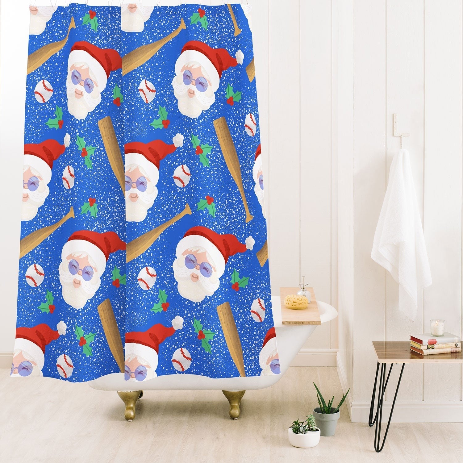 Design by Spark Sporty Baseball Santa Shower Curtain