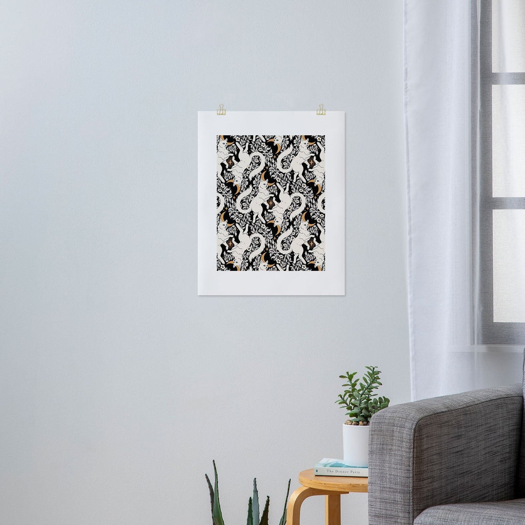 Avenie Celestial Cats Gold Art Print