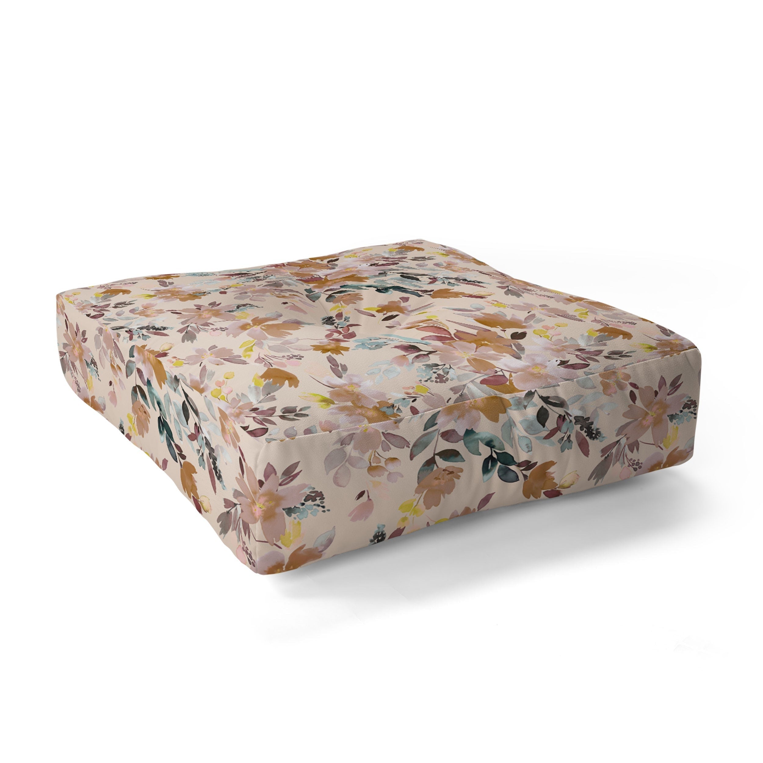 Ninola Design Botanic Retreat Floral Oleander Whimsical Soft Pink Floor Pillow Square