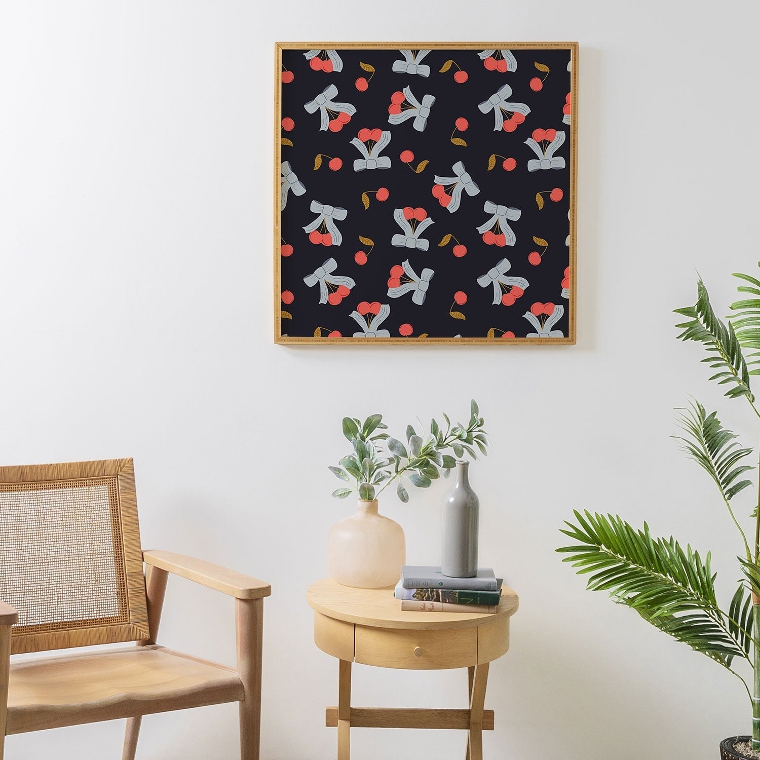 Jennifer Labre Cherries and Bows Framed Wall Art