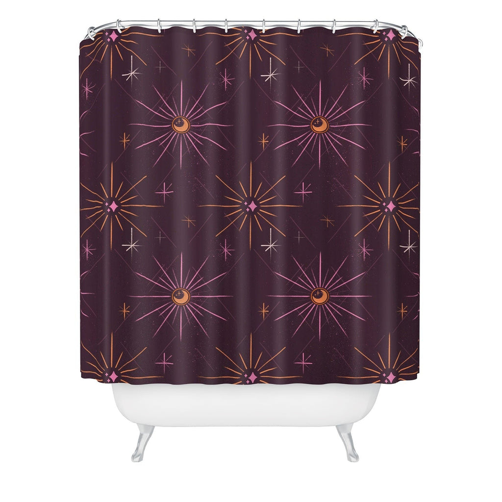 Little Om Pattern Little Moon plum Shower Curtain