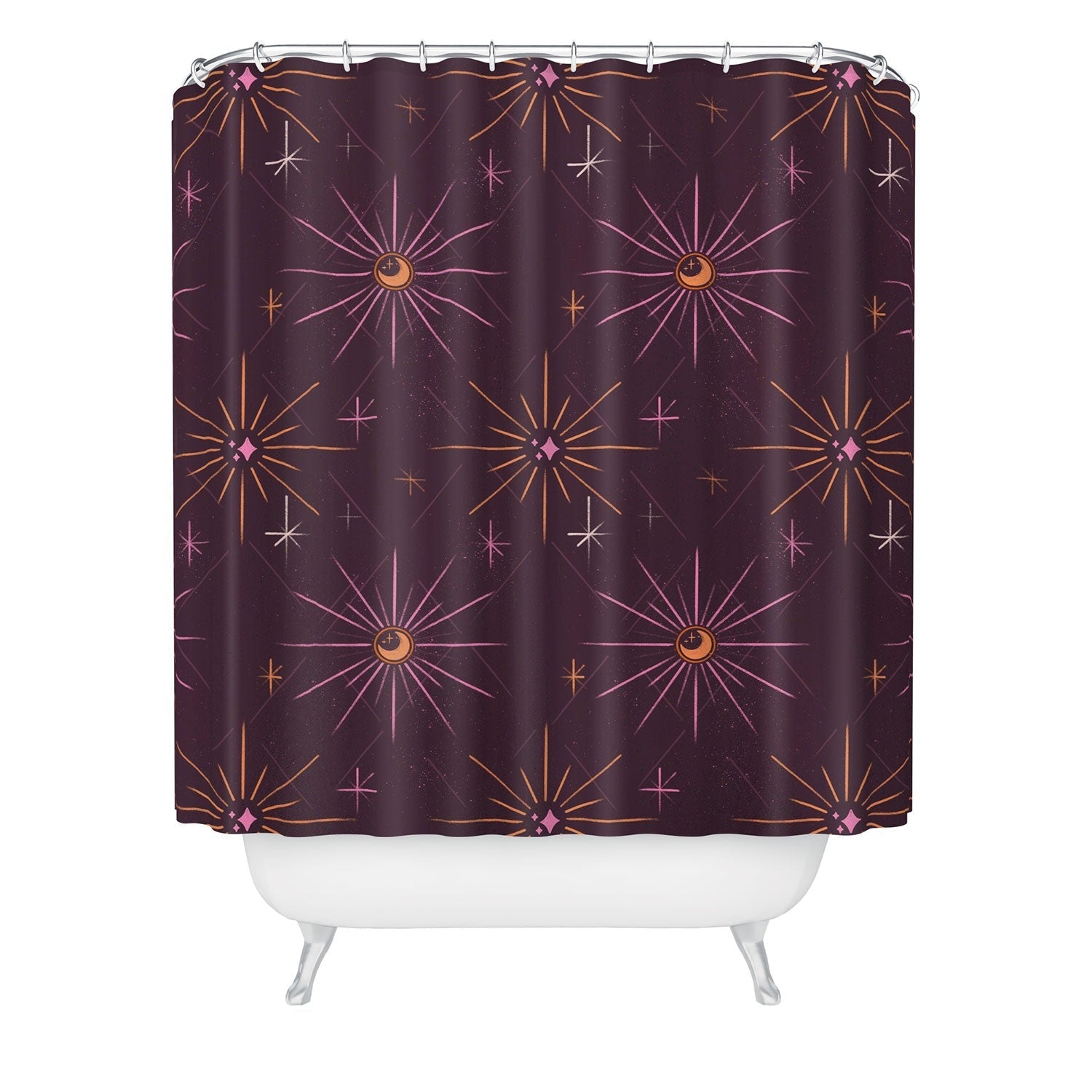 Little Om Pattern Little Moon plum Shower Curtain