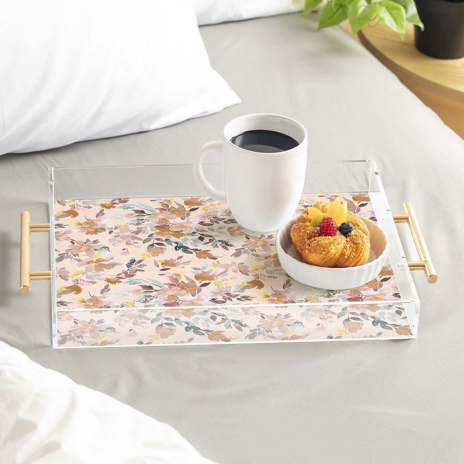 Ninola Design Botanic Retreat Floral Oleander Whimsical Soft Pink Acrylic Tray