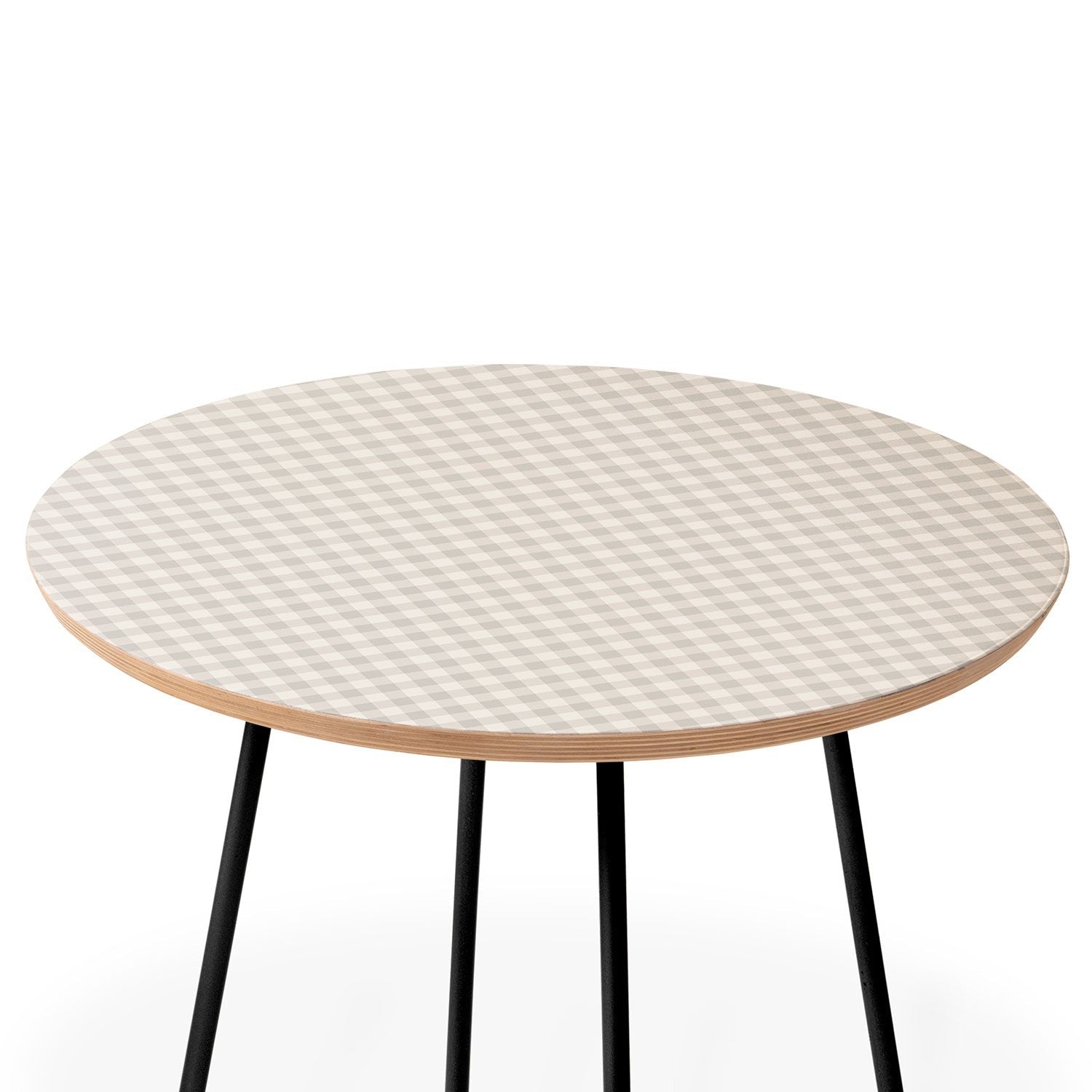 Colour Poems Gingham Plaid Pattern Cloud White Round Side Table