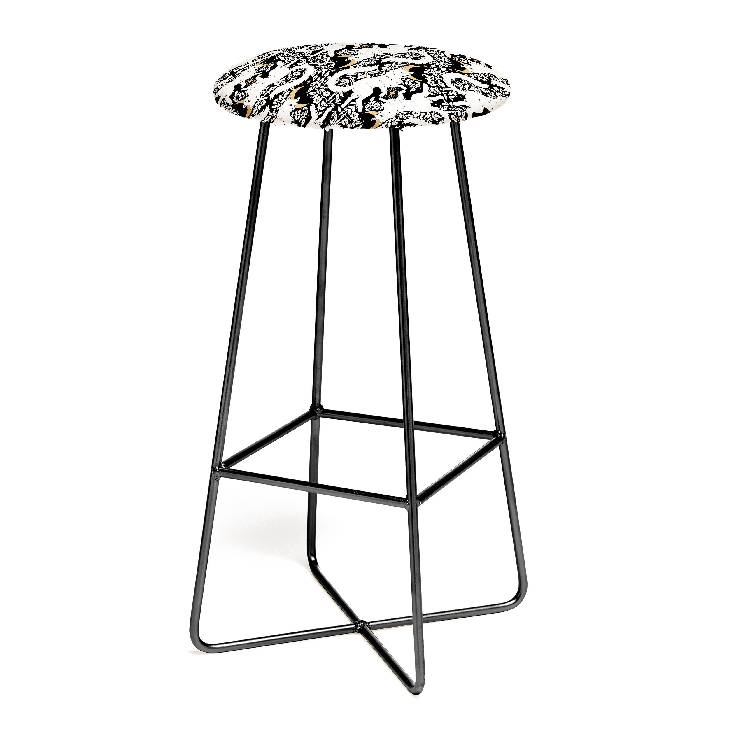 Avenie Celestial Cats Gold Bar Stool
