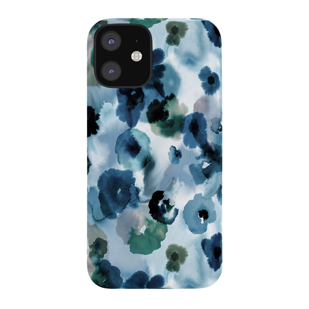 Ninola Design Botanic Retreat Ombre Abstract Watercolor Flowers Blue Navy Phone Case