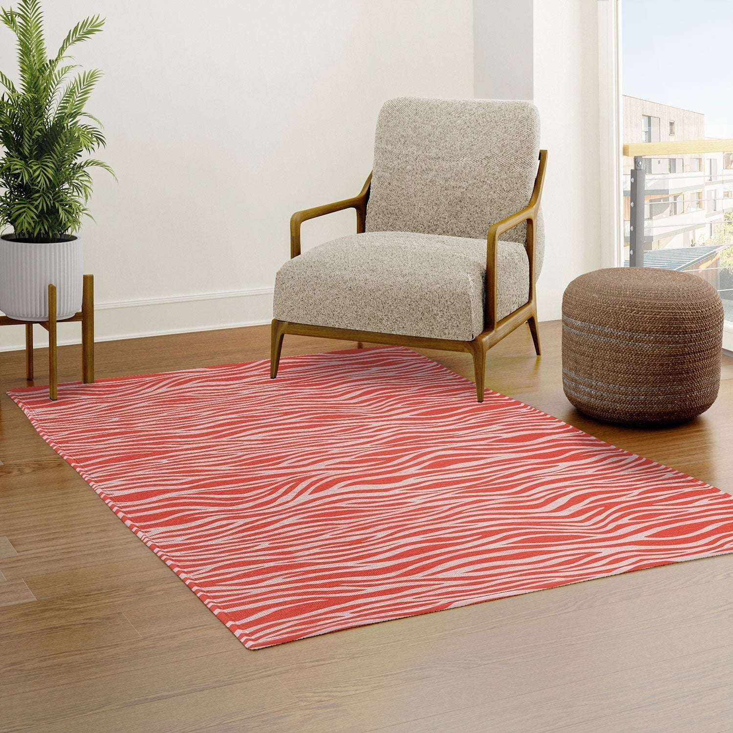 Avenie BR Red Zebra Stripe Area Rug
