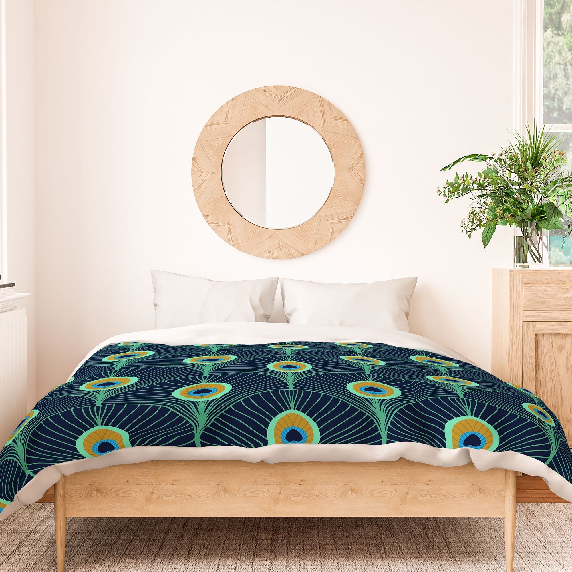 Design by Spark Peacock Deco Feathers Duvet Cover