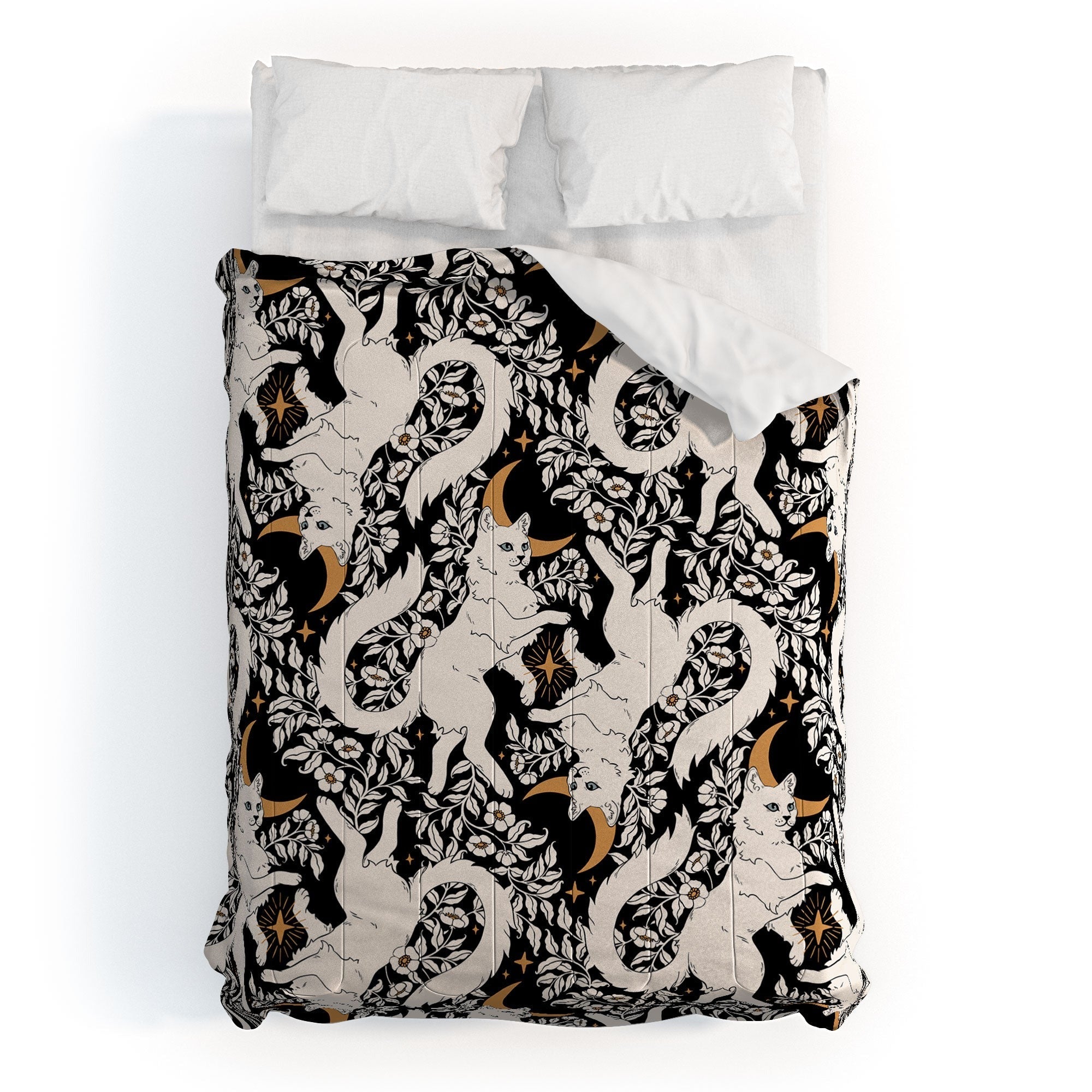 Avenie Celestial Cats Gold Comforter
