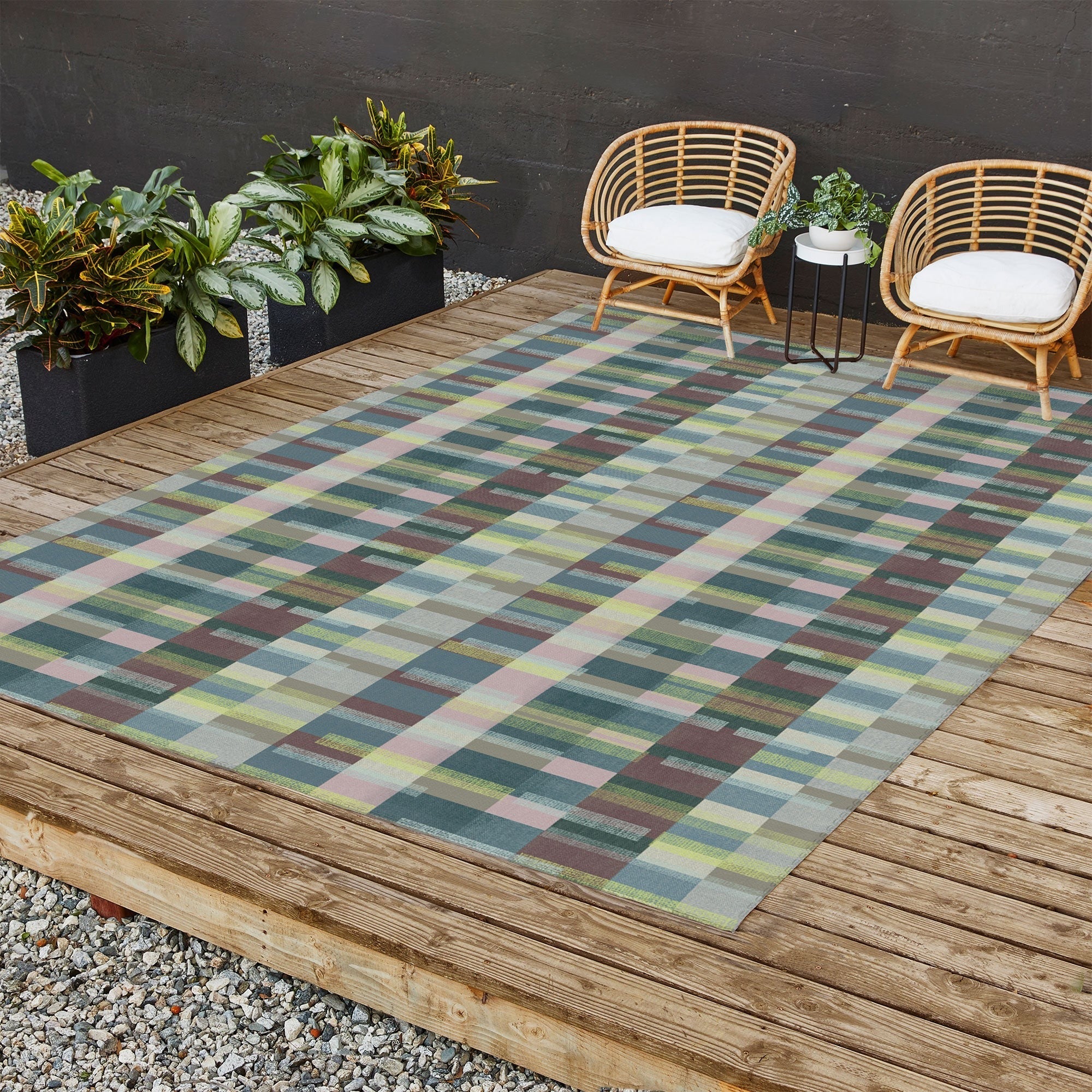 Marta Barragan Camarasa Dynamic Linear Blocks Outdoor Rug