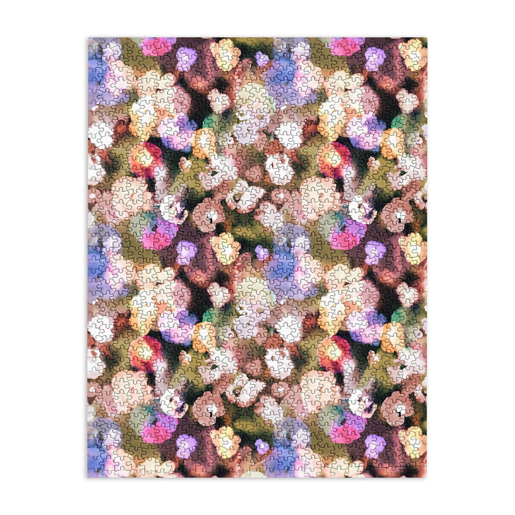 Ninola Design Botanic Retreat Ombre Abstract Watercolor Flowers Pink gold Puzzle
