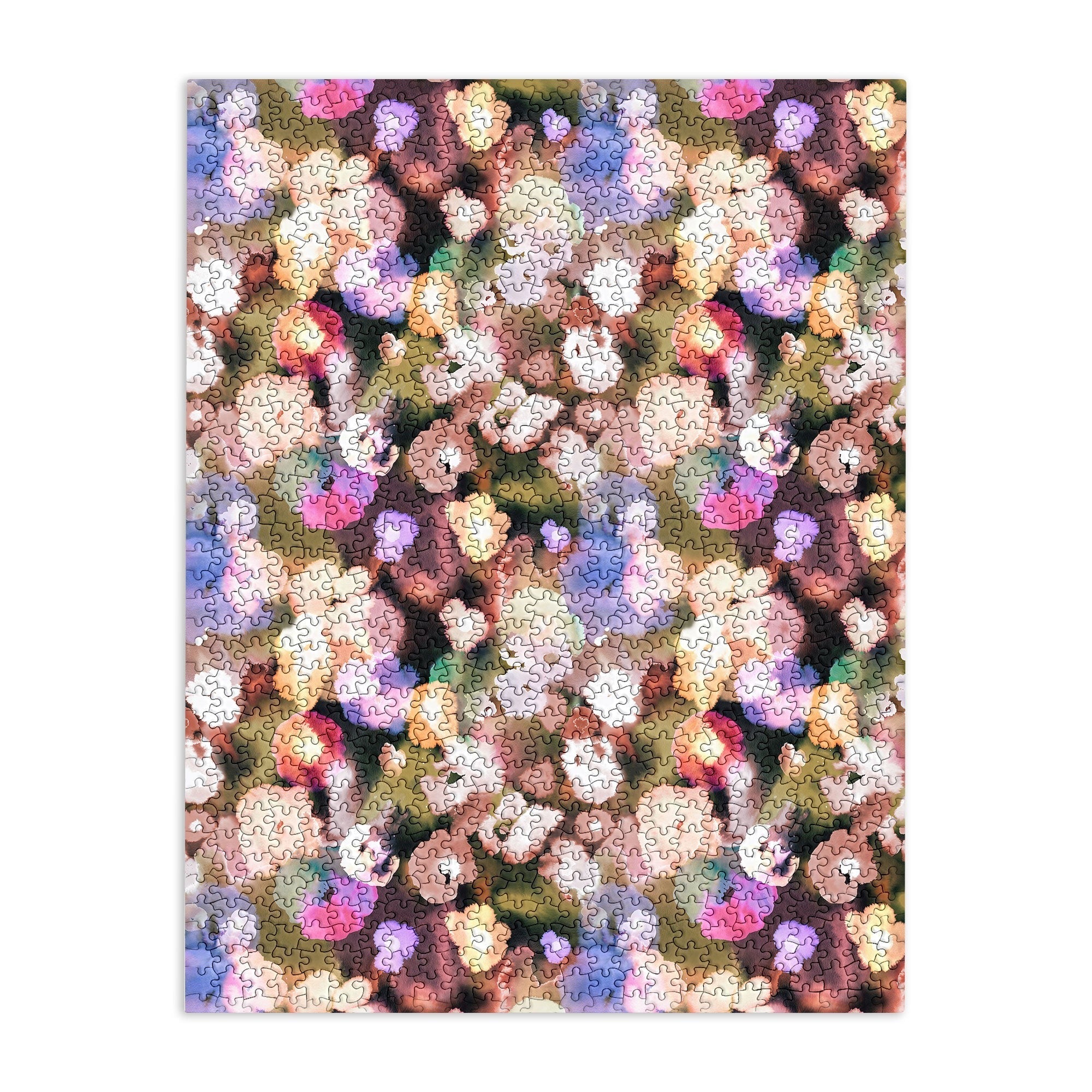 Ninola Design Botanic Retreat Ombre Abstract Watercolor Flowers Pink gold Puzzle
