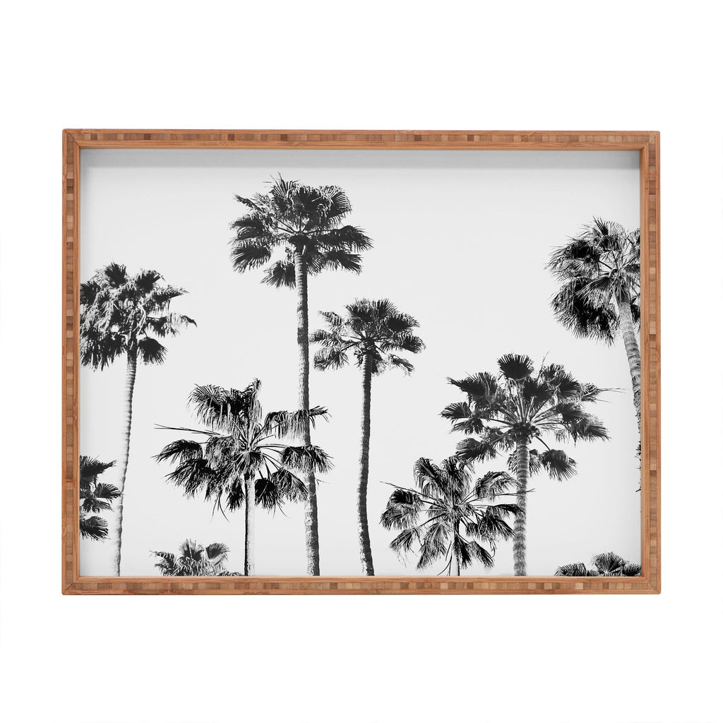 Gal Design Black And White Palms Rectangular Tray