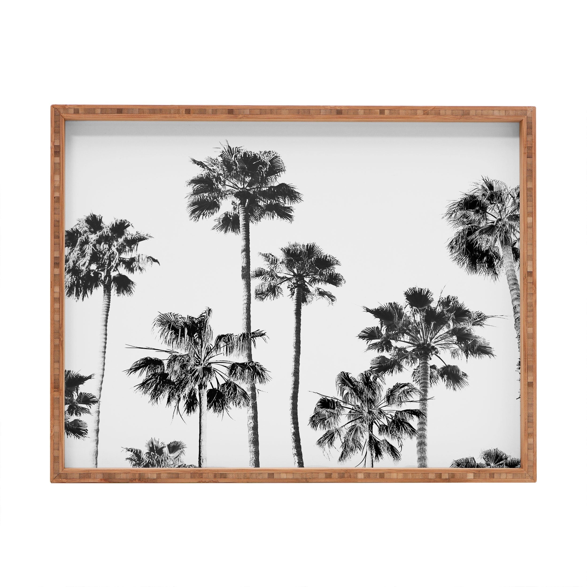 Gal Design Black And White Palms Rectangular Tray