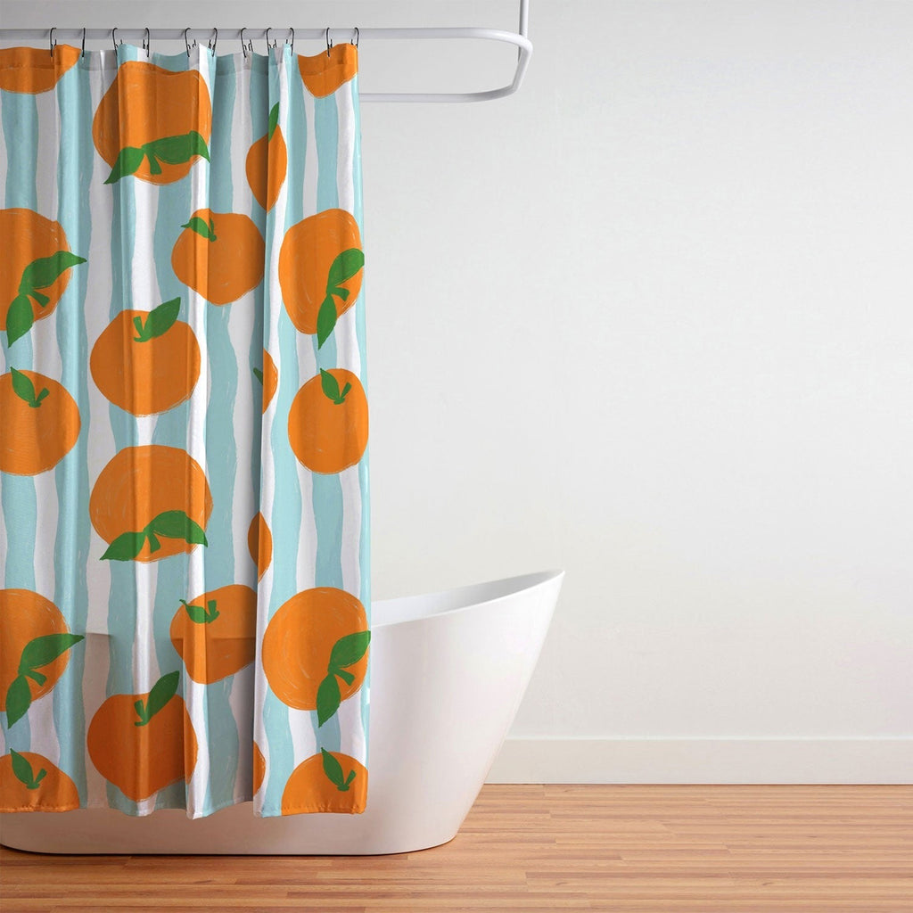 Design by Spark Zesty Oranges and Stripes Shower Curtain