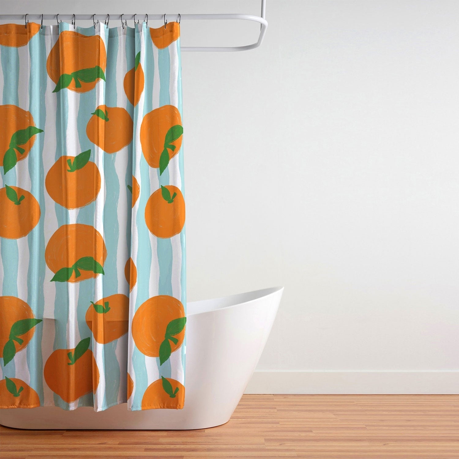 Design by Spark Zesty Oranges and Stripes Shower Curtain