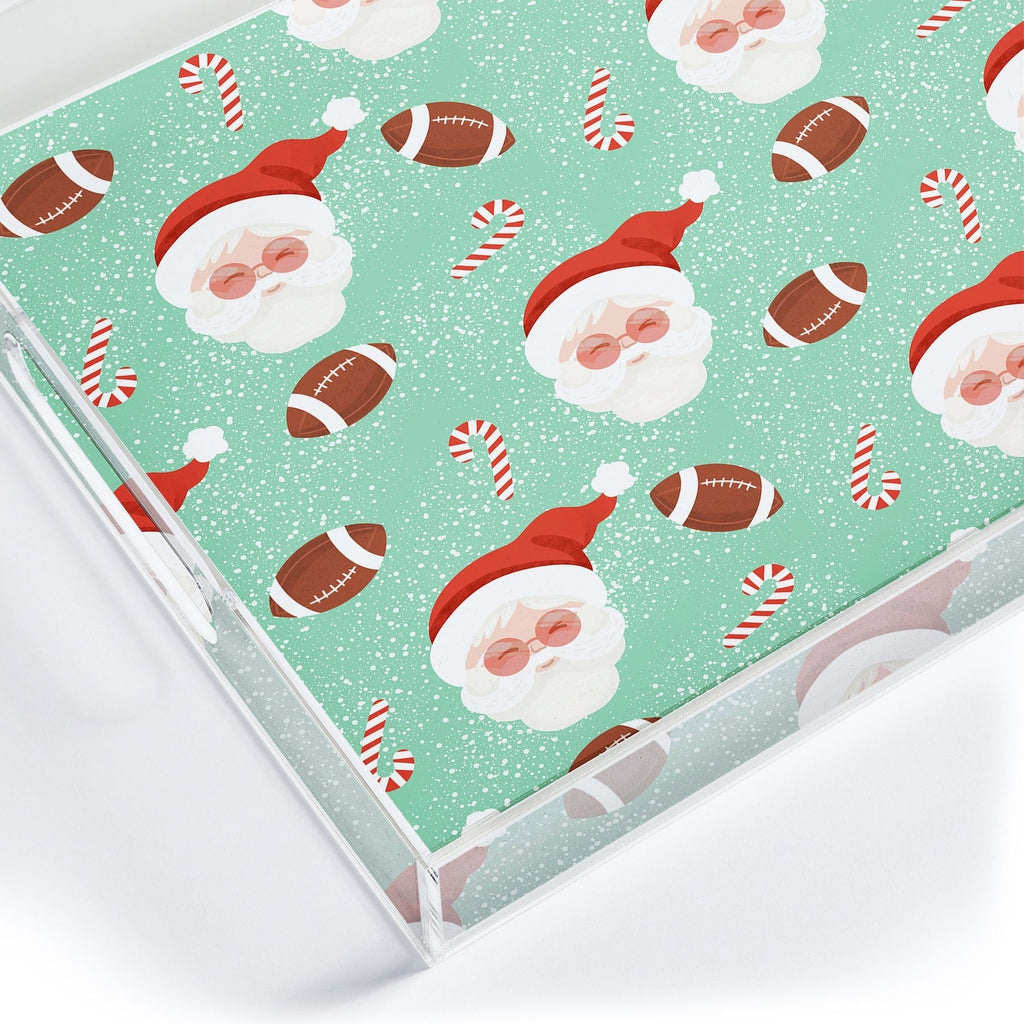 Design by Spark Sporty Football Santa Holiday Acrylic Tray