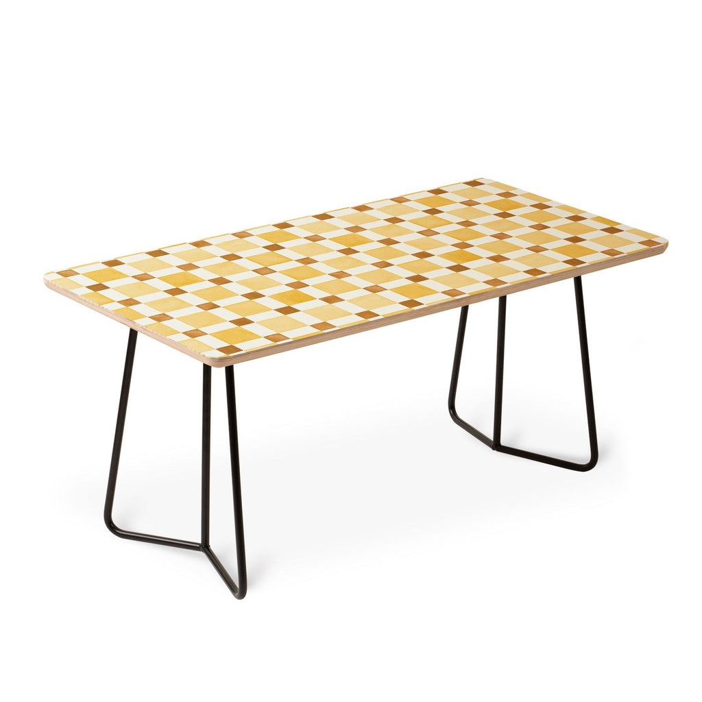 Ninola Design Everyday Artifact Checker Mosaic Tiles Geometry Yellow Coffee Table