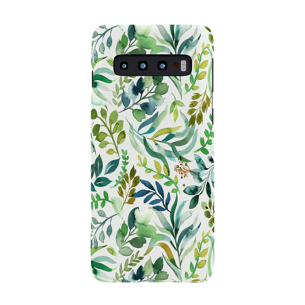 Ninola Design Botanic Retreat Loose Botanical Leaves Watercolor Green Phone Case