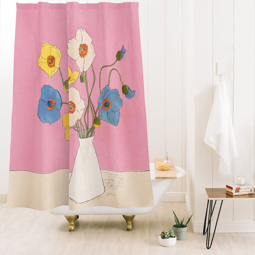 Nadja Field Wildflowers Pink Shower Curtain