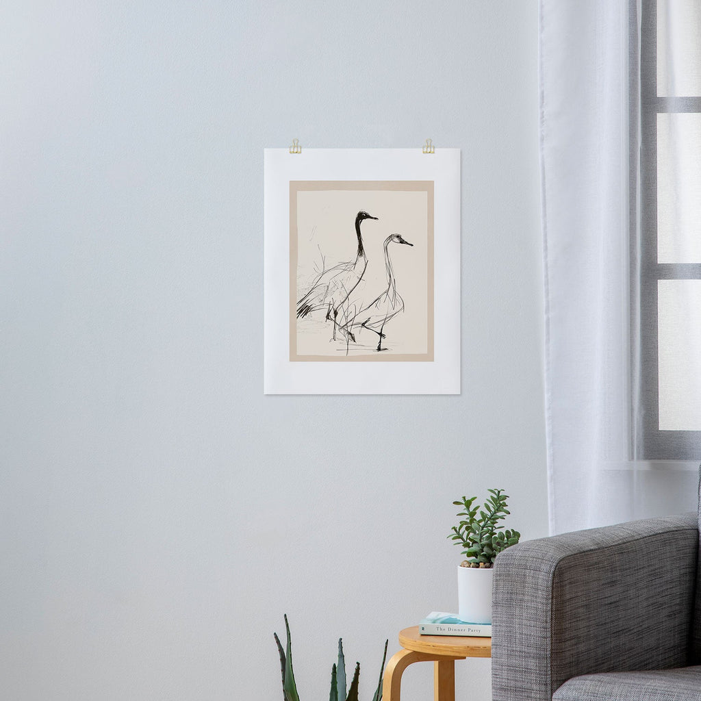 Nadja Two Geese Minimalist Drawing Art Print