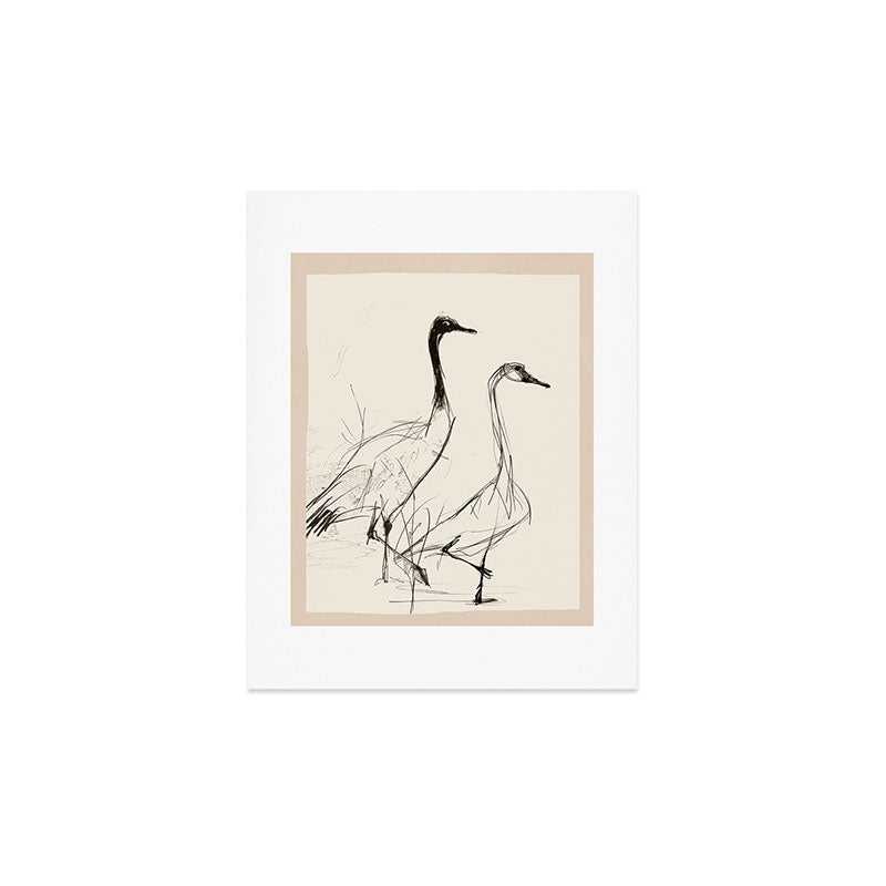 Nadja Two Geese Minimalist Drawing Art Print