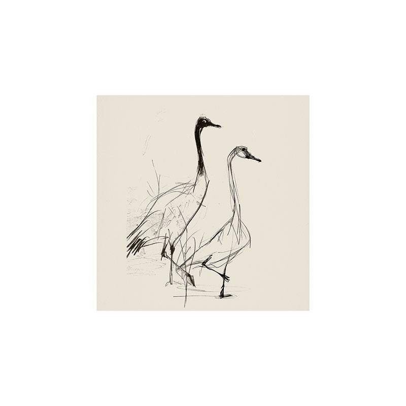 Nadja Two Geese Minimalist Drawing Art Print