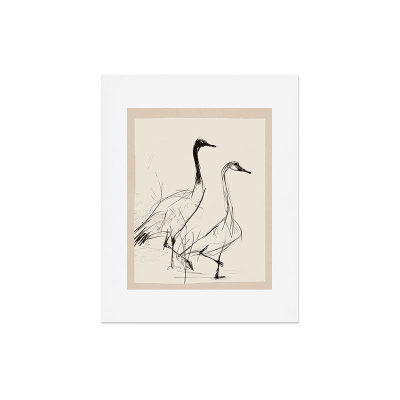 Nadja Two Geese Minimalist Drawing Art Print