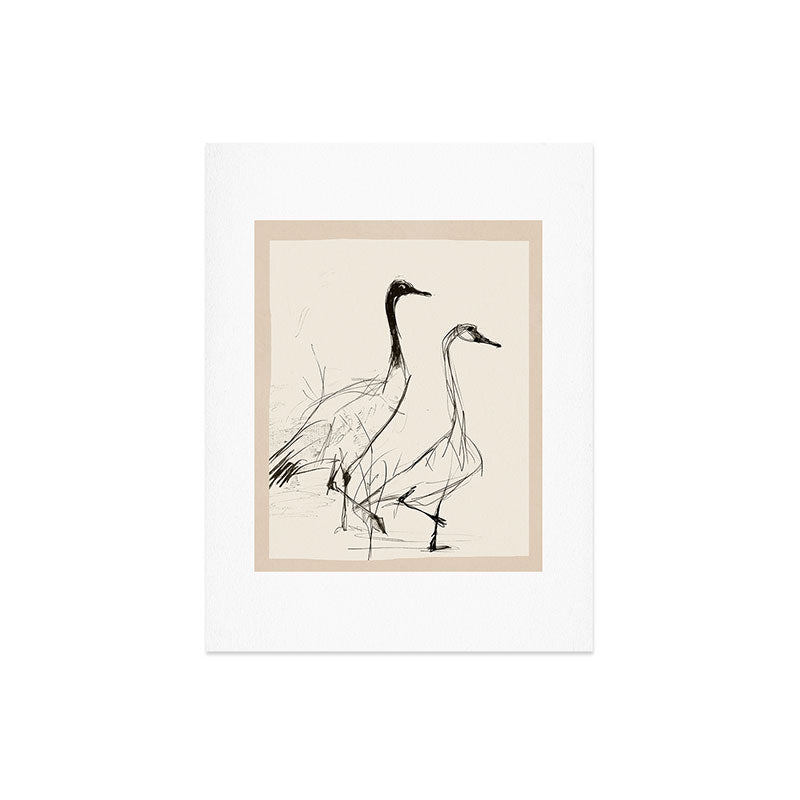 Nadja Two Geese Minimalist Drawing Art Print