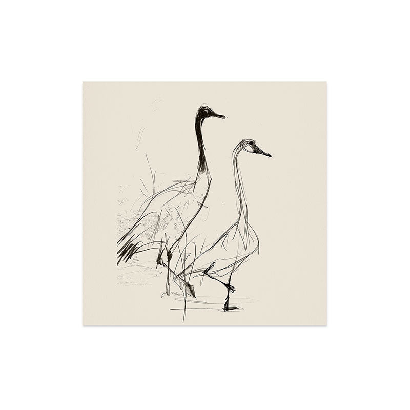 Nadja Two Geese Minimalist Drawing Art Print